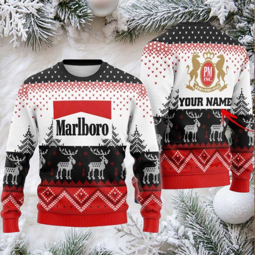 Personalized Marlboro Winter Reindeer Ugly Sweater