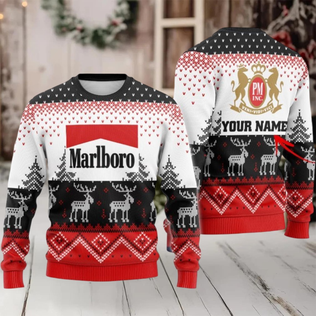Personalized Marlboro Winter Reindeer Ugly Sweater