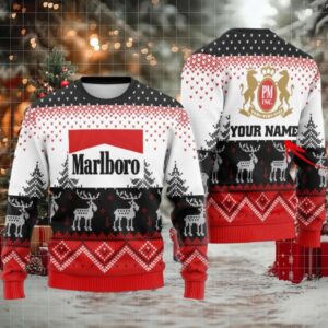 Personalized Marlboro Winter Reindeer Ugly Sweater
