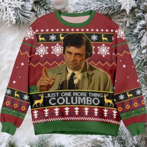 Peter Falk Just One More Thing Columbo Christmas Ugly Sweater