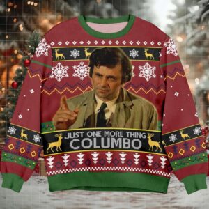 Peter Falk Just One More Thing Columbo Christmas Ugly Sweater
