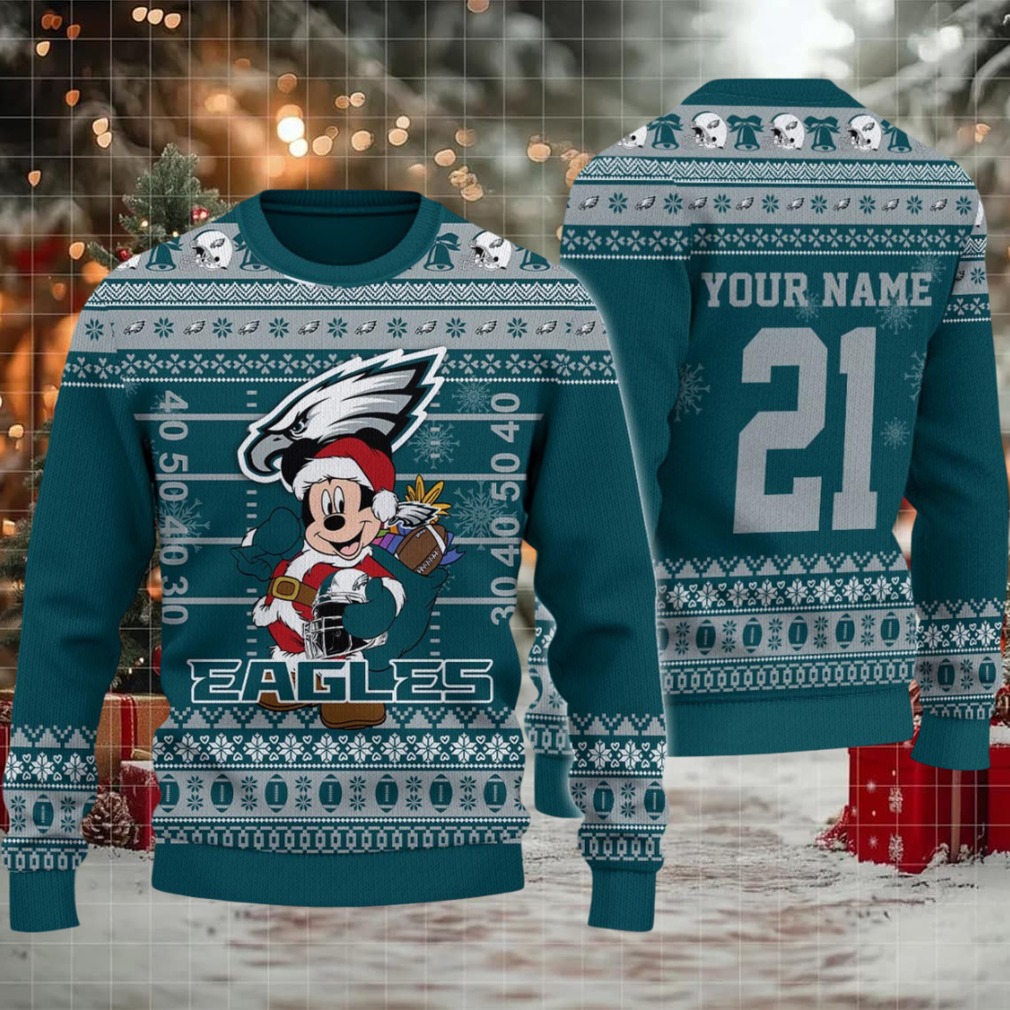 Philadelphia Eagles Mickey Mouse Santa Ugly Christmas Sweater Philadelphia Eagles Mickey Mouse Santa Ugly Christmas Sweater