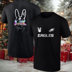 Philadelphia Eagles x Bad Bunny Super Bowl LX logo signature bunny mascot shirt