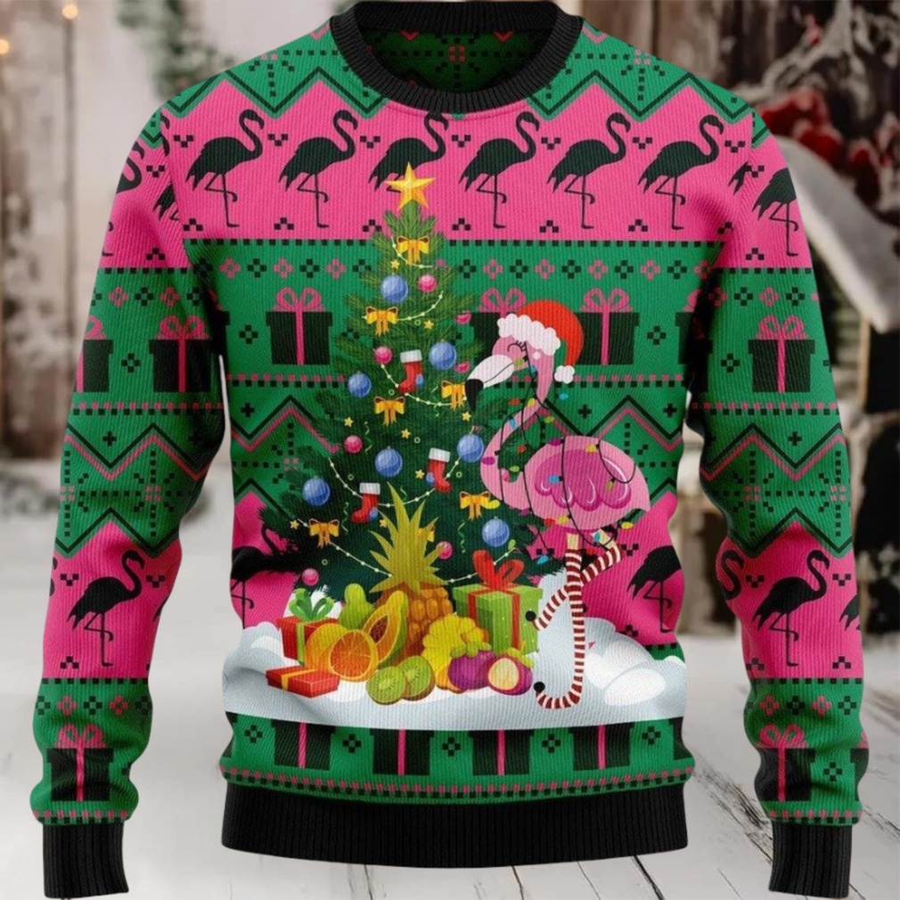 Pink Flamingo With Colorful Light And Pine Tree Gift For Christmas Ugly Christmas Sweater Pink Flamingo With Colorful Light And Pine Tree Gift For Christmas Ugly Christmas Sweater