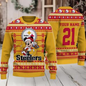 Pittsburgh Steelers Mickey Mouse Santa Ugly Christmas Sweater