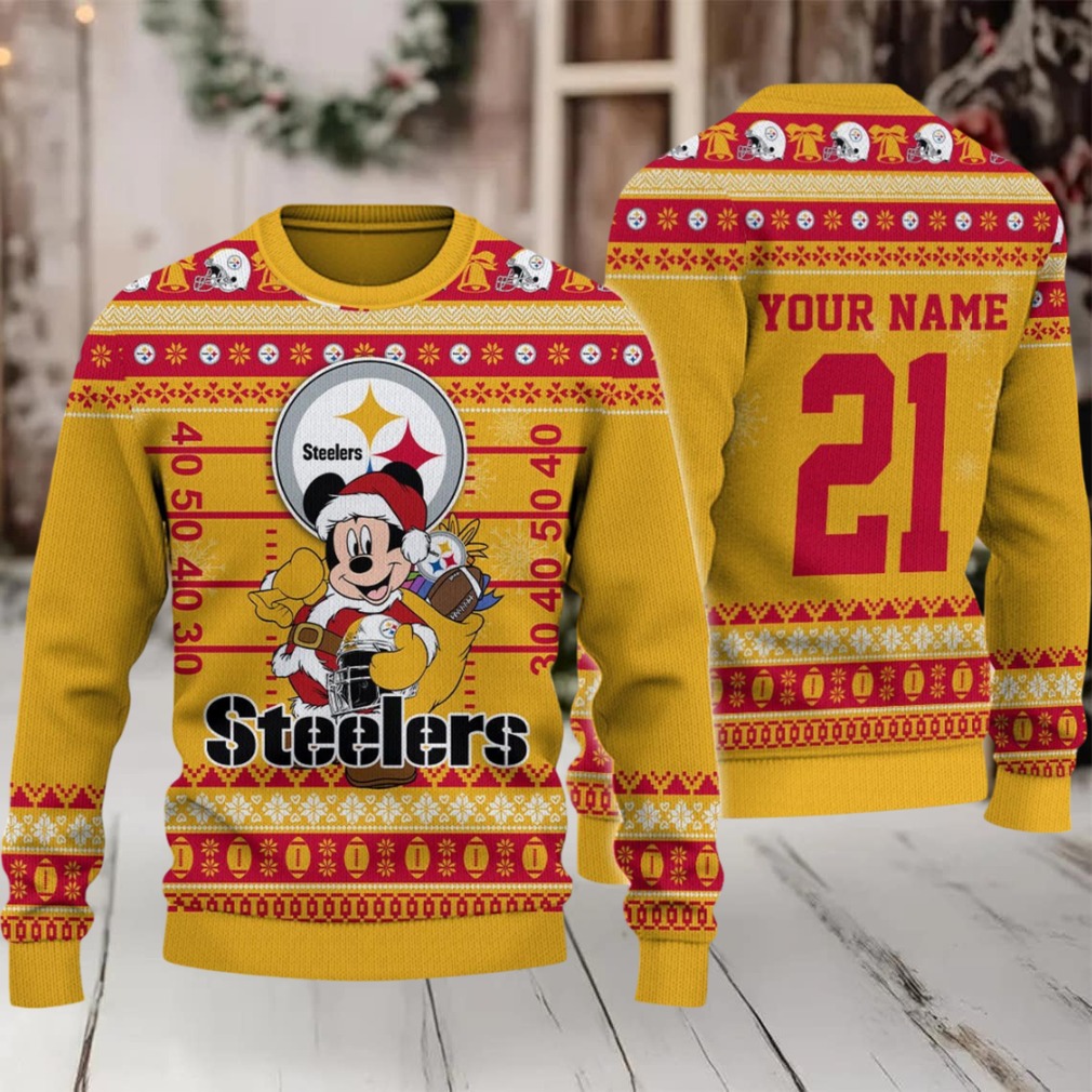 Pittsburgh Steelers Mickey Mouse Santa Ugly Christmas Sweater Pittsburgh Steelers Mickey Mouse Santa Ugly Christmas Sweater
