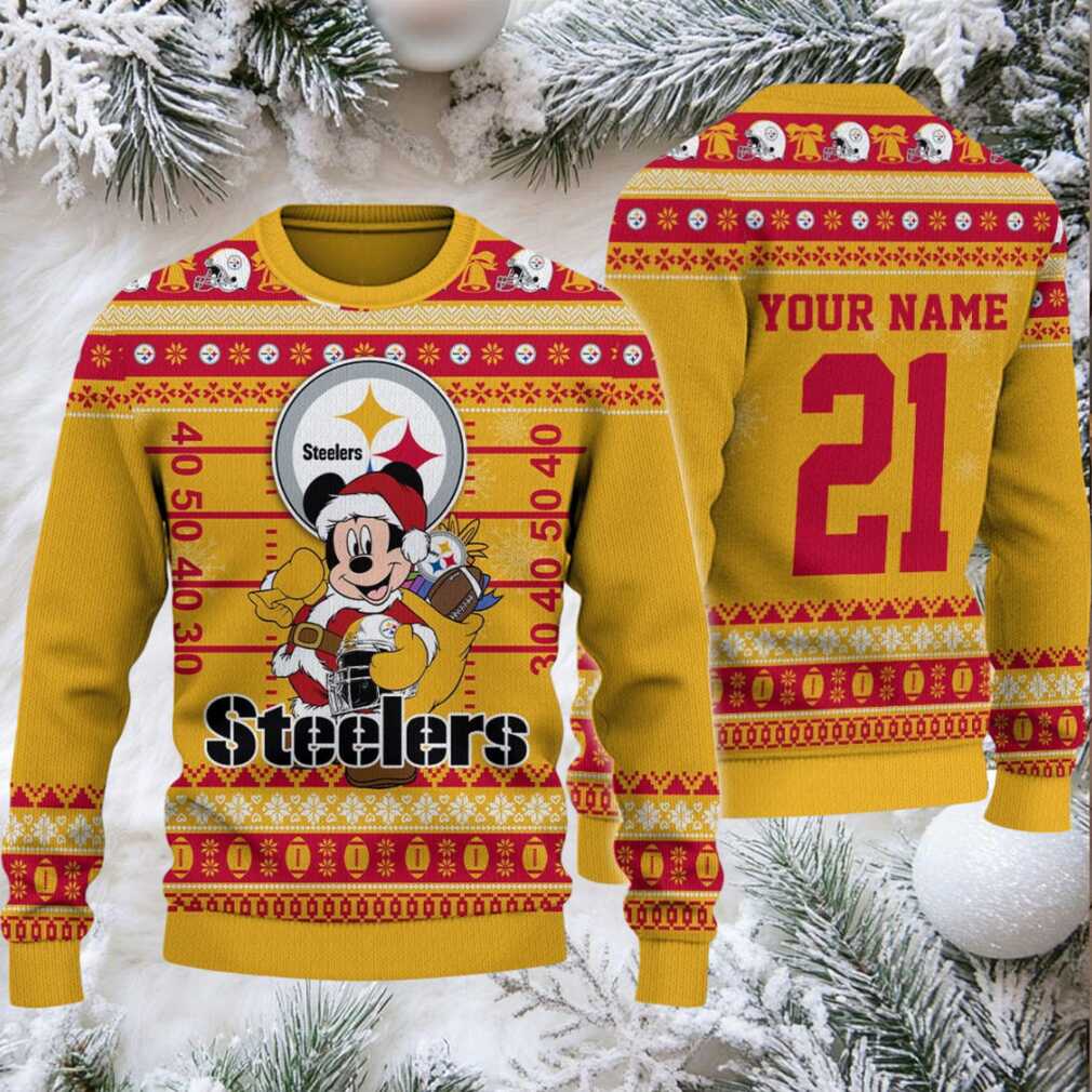 Pittsburgh Steelers Mickey Mouse Santa Ugly Christmas Sweater Pittsburgh Steelers Mickey Mouse Santa Ugly Christmas Sweater