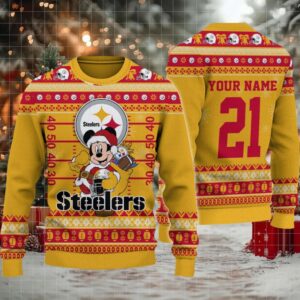 Pittsburgh Steelers Mickey Mouse Santa Ugly Christmas Sweater