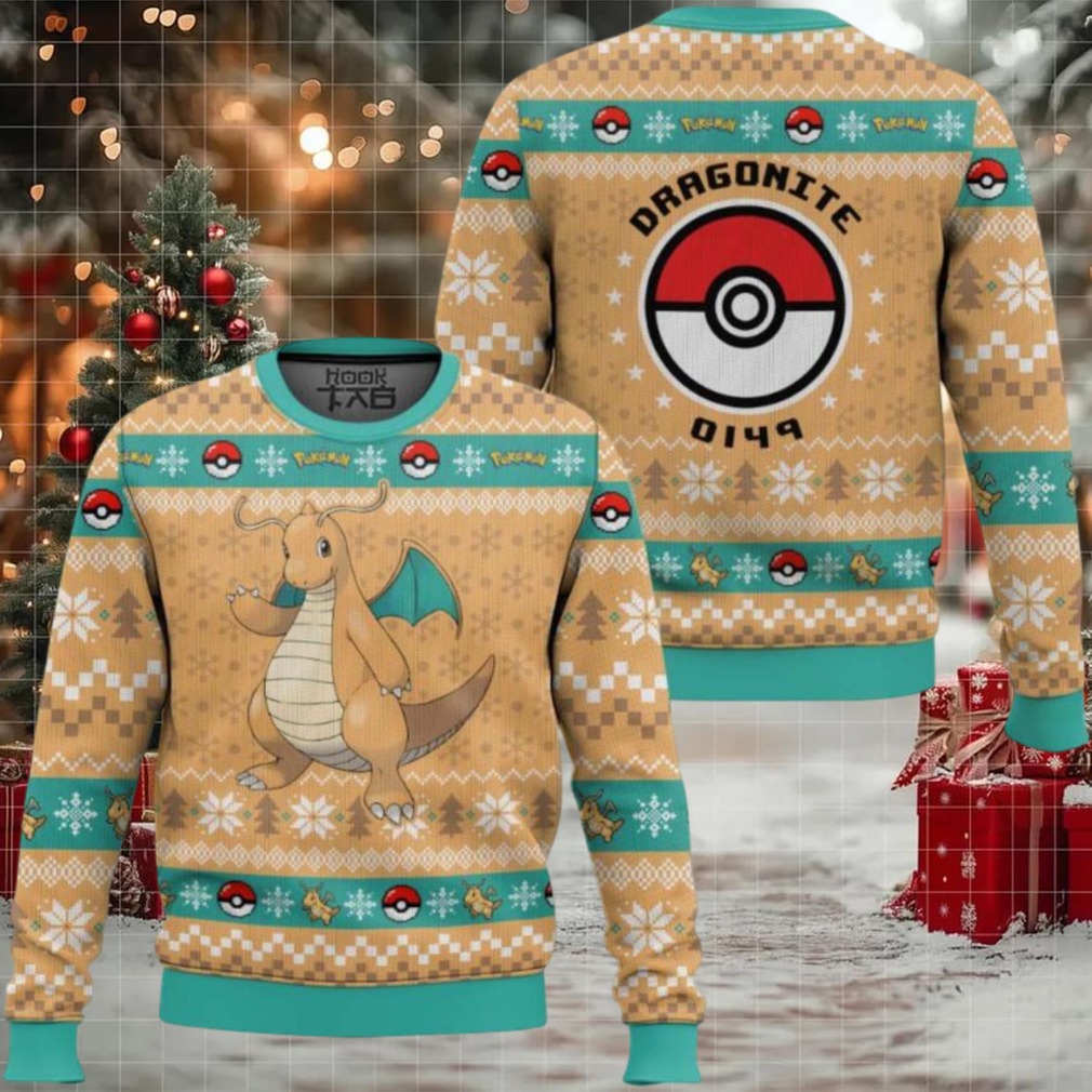 Pokemon Gen 1 Dragonite Ugly Christmas Sweater Pokemon Gen 1 Dragonite Ugly Christmas Sweater