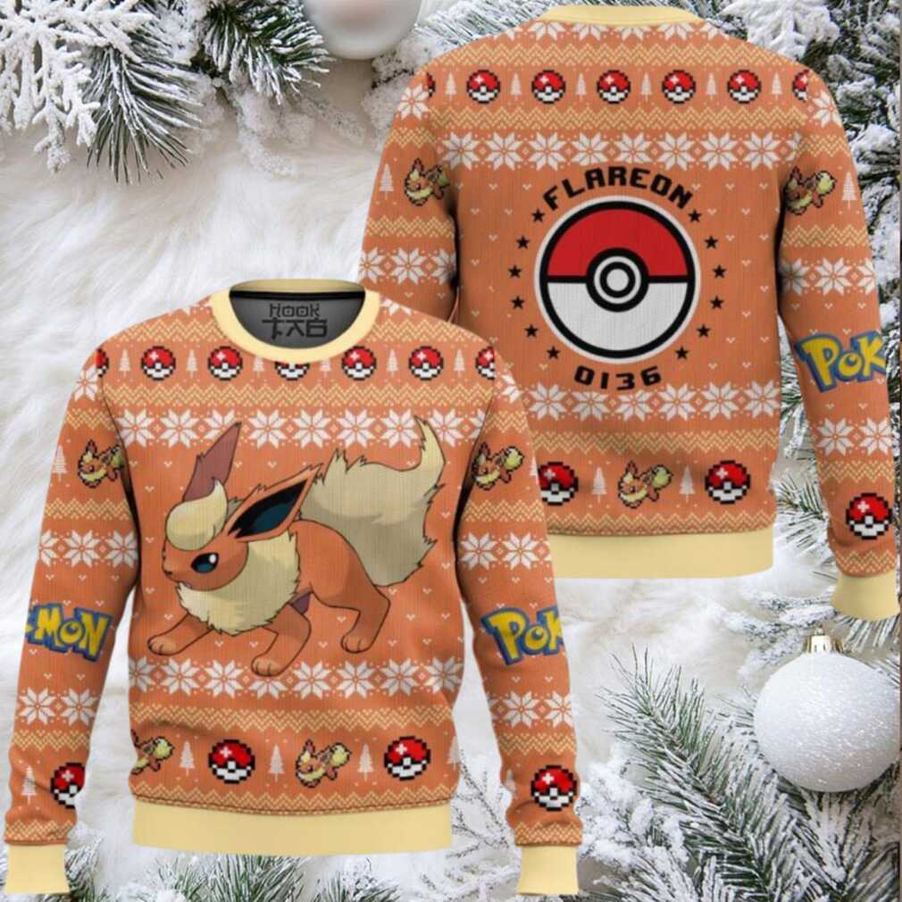 Pokemon Gen 1 Flareon Ugly Christmas Sweater Pokemon Gen 1 Flareon Ugly Christmas Sweater
