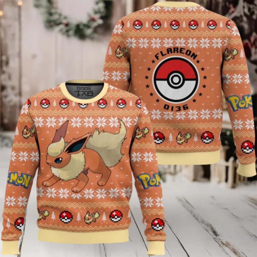 Pokemon Gen 1 Flareon Ugly Christmas Sweater Pokemon Gen 1 Flareon Ugly Christmas Sweater