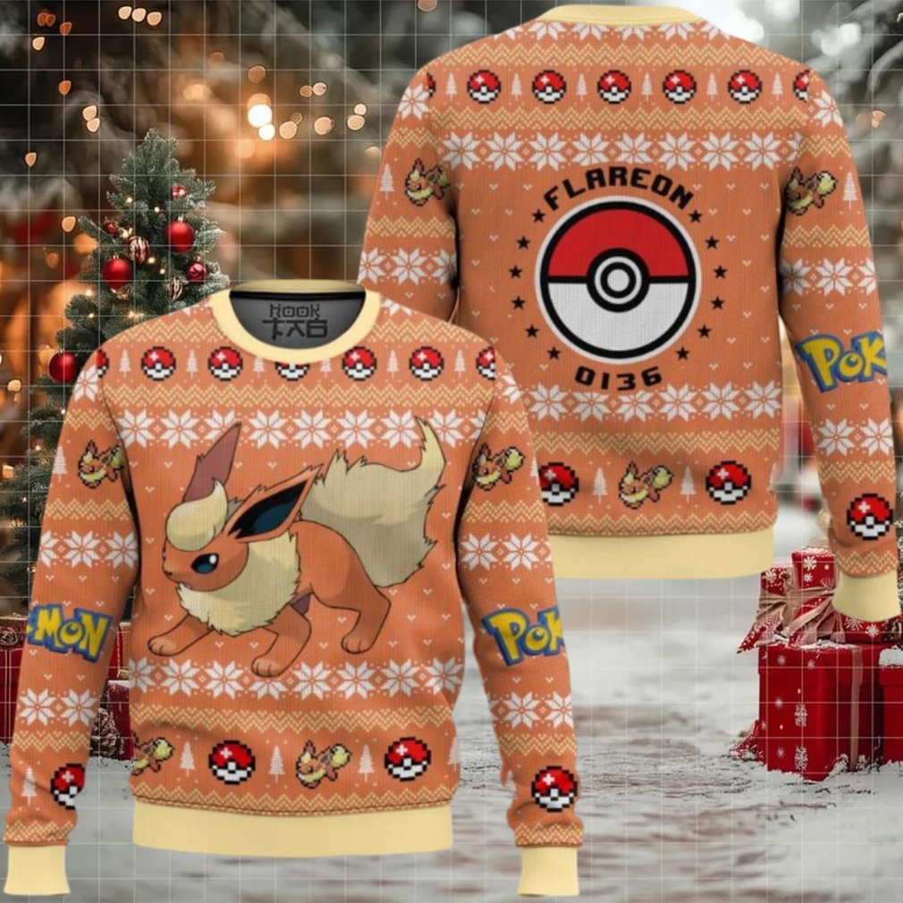 Pokemon Gen 1 Flareon Ugly Christmas Sweater Pokemon Gen 1 Flareon Ugly Christmas Sweater