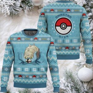 Pokemon Gen 1 Omastar Ugly Christmas Sweater