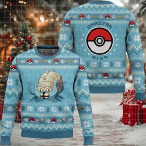 Pokemon Gen 1 Omastar Ugly Christmas Sweater