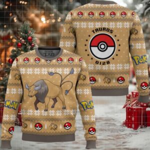 Pokemon Gen 1 Tauros Ugly Christmas Sweater
