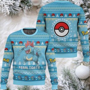Pokemon Gen 2 Feraligatr Ugly Christmas Sweater