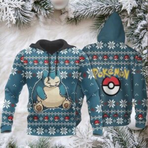 Pokemon Snorlax Ugly Christmas Anime Manga For Men And Women 3d Hoodie Zip Hoodie