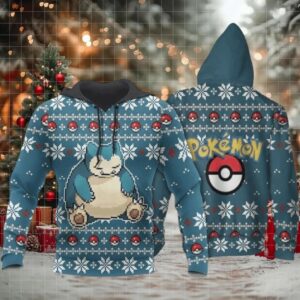 Pokemon Snorlax Ugly Christmas Anime Manga For Men And Women 3d Hoodie Zip Hoodie
