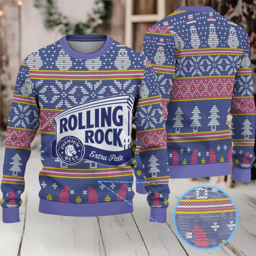 Purple and Blue Snowman Pattern Rolling Rock Ugly Christmas Sweater Purple and Blue Snowman Pattern Rolling Rock Ugly Christmas Sweater