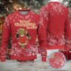 White Red & Green Fair Isle Poinsettia & Christmas Tree Bacardi Ugly Christmas Sweater