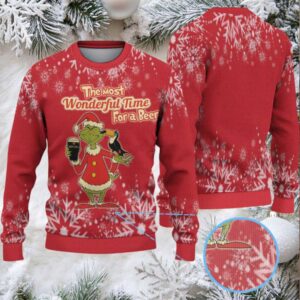 Red Blizzard Snowflake Guinness Beer Ugly Christmas Sweater