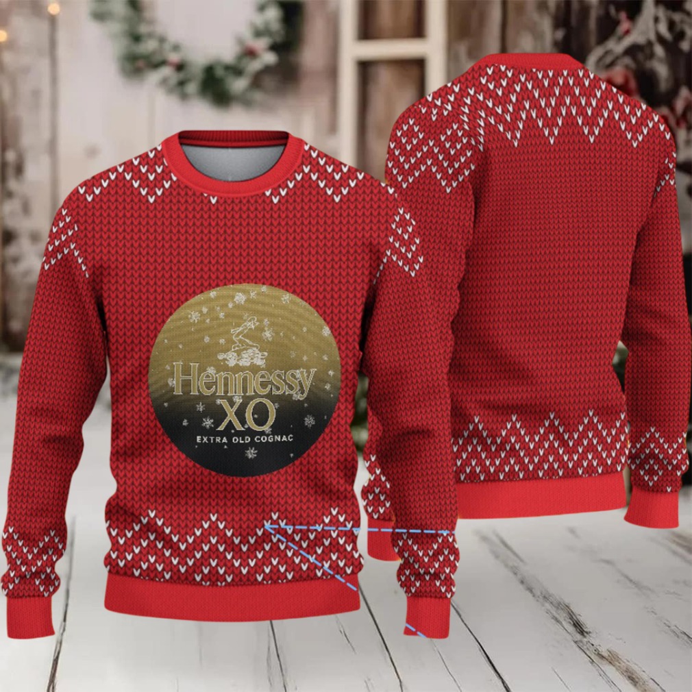 Red Chevron Knit Hennessy XO Ugly Christmas Sweater Red Chevron Knit Hennessy XO Ugly Christmas Sweater