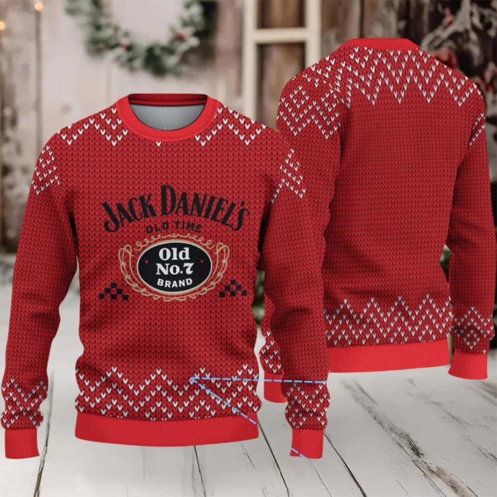 Red Chevron Knit Ugly Christmas Sweater Jack Daniel’s Old No. 7 Logo Red Chevron Knit Ugly Christmas Sweater Jack Daniel’s Old No. 7 Logo