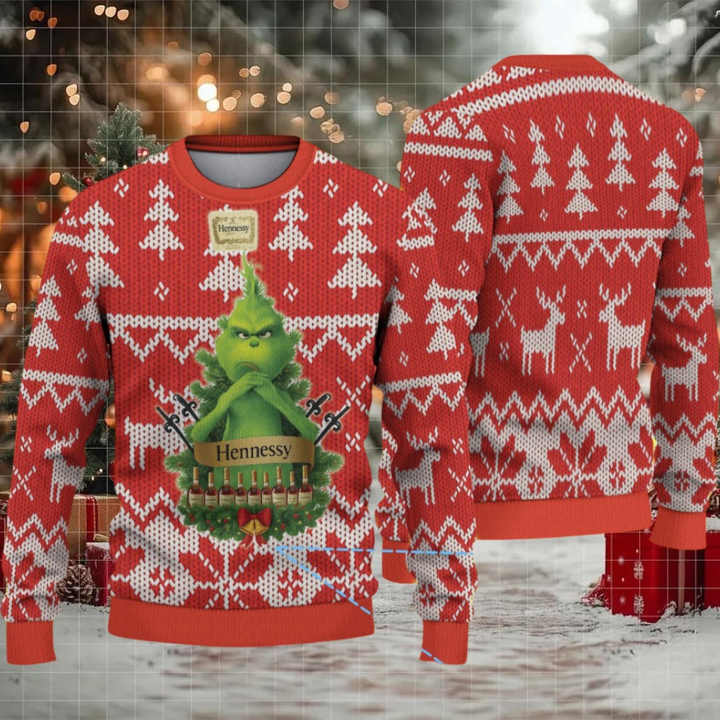 Red Fair Isle Christmas Tree & Reindeer Hennessy Ugly Christmas Sweater Red Fair Isle Christmas Tree & Reindeer Hennessy Ugly Christmas Sweater