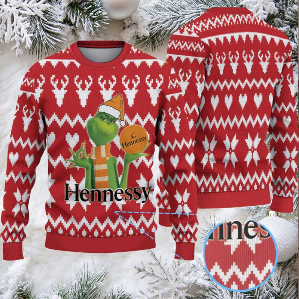 Red Fair Isle Reindeer & Hearts Hennessy Ugly Christmas Sweater Red Fair Isle Reindeer & Hearts Hennessy Ugly Christmas Sweater