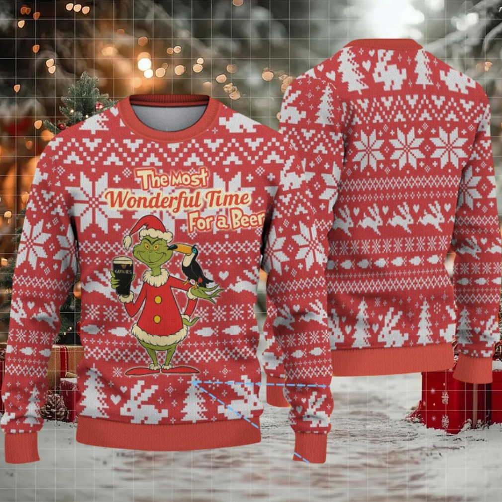 Red Fair Isle Snowflake & Christmas Tree Guinness Beer Ugly Christmas Sweater