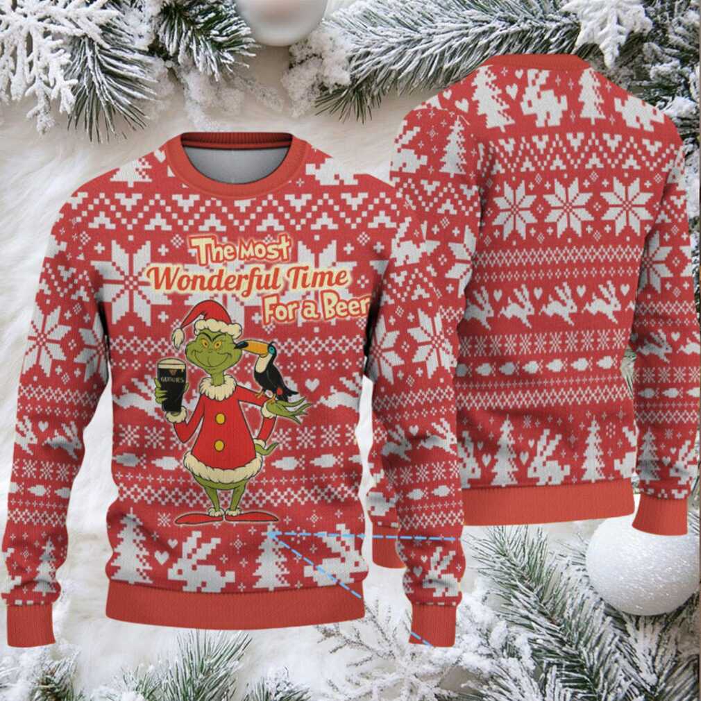 Red Fair Isle Snowflake & Christmas Tree Guinness Beer Ugly Christmas Sweater