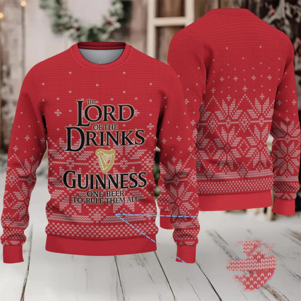 Red Fair Isle Snowflake “Lord of the Drinks” Guinness Beer Ugly Christmas Sweater Red Fair Isle Snowflake “Lord of the Drinks” Guinness Beer Ugly Christmas Sweater