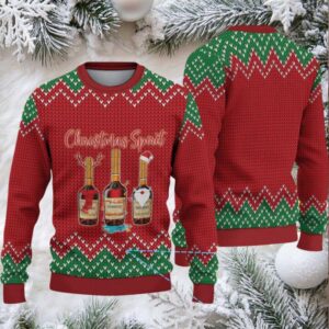Red & Green Chevron Knit Hennessy “Christmas Spirit” Ugly Christmas Sweater