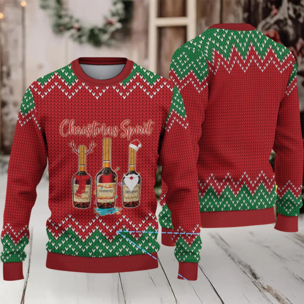 Red & Green Chevron Knit Hennessy “Christmas Spirit” Ugly Christmas Sweater Red & Green Chevron Knit Hennessy “Christmas Spirit” Ugly Christmas Sweater