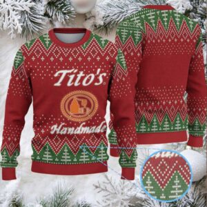 Red Green Diamond Pattern Tito’s Handmade Vodka Ugly Christmas Sweater