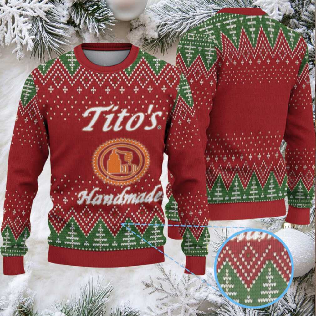 Red Green Diamond Pattern Tito’s Handmade Vodka Ugly Christmas Sweater