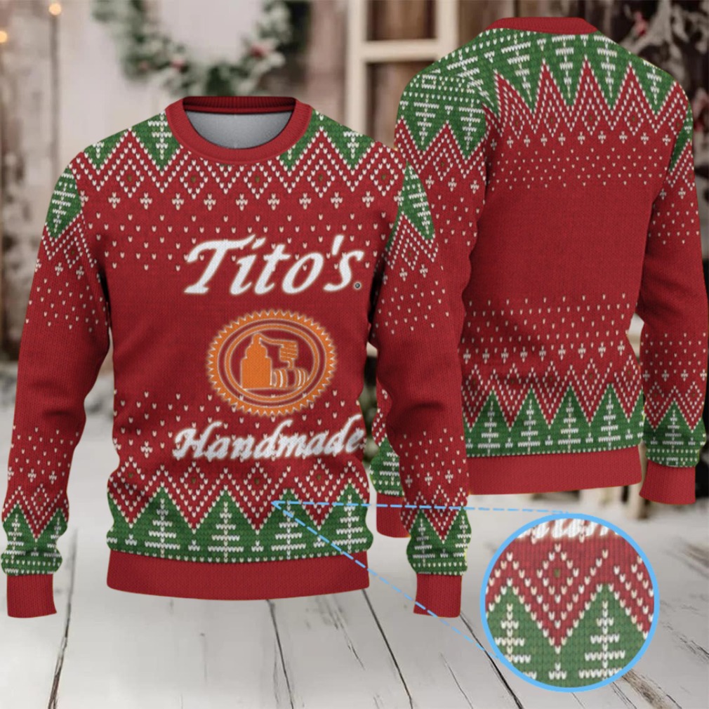 Red Green Diamond Pattern Tito’s Handmade Vodka Ugly Christmas Sweater