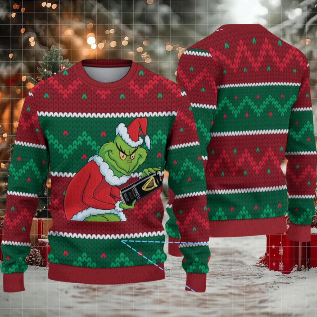 Red & Green Fair Isle Stripe Guinness Beer Ugly Christmas Sweater