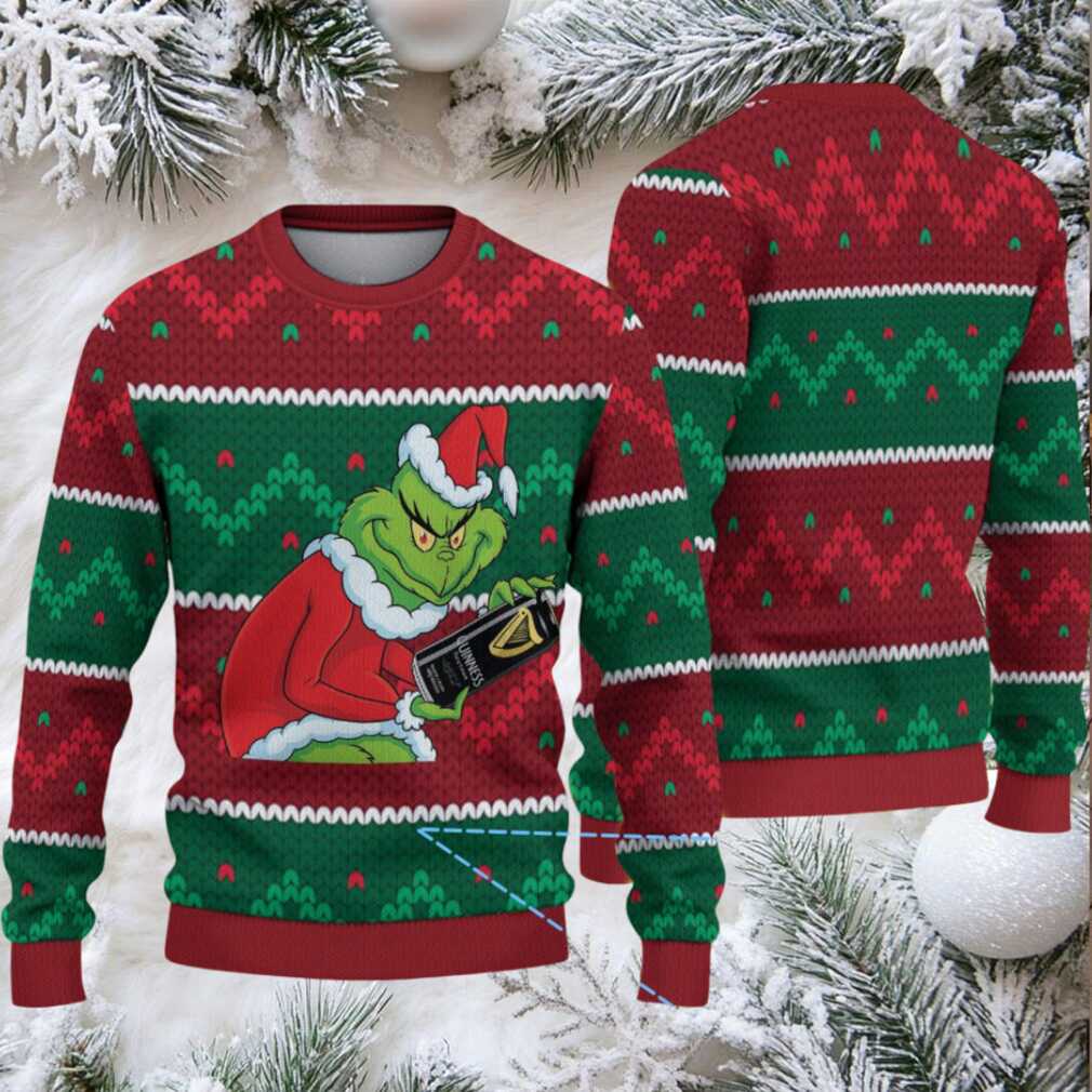 Red & Green Fair Isle Stripe Guinness Beer Ugly Christmas Sweater