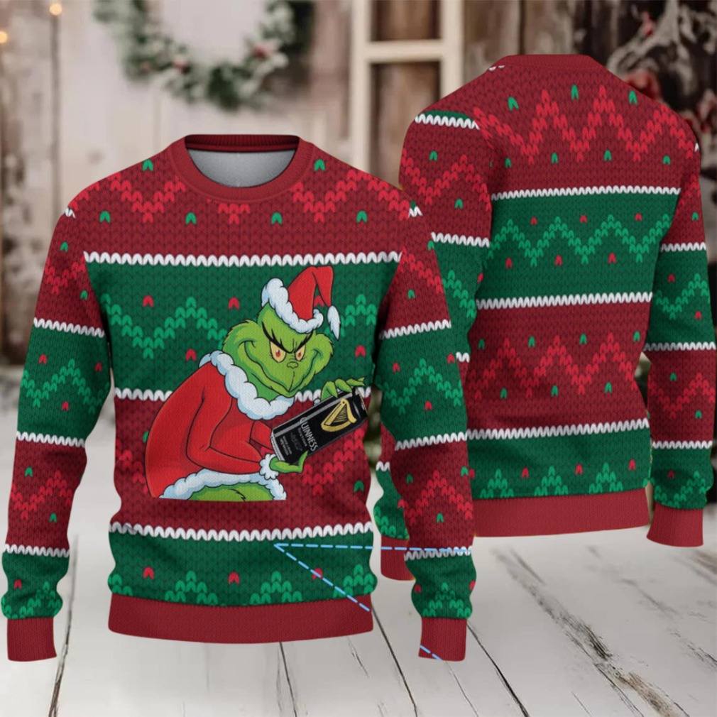 Red & Green Fair Isle Stripe Guinness Beer Ugly Christmas Sweater Red & Green Fair Isle Stripe Guinness Beer Ugly Christmas Sweater