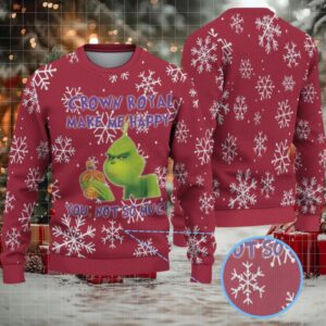 Red Snowflake Crown Royal Grinch Ugly Christmas Sweater
