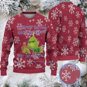 Red Snowflake Crown Royal Grinch Ugly Christmas Sweater