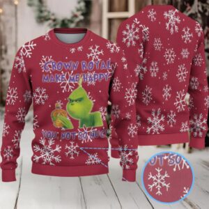 Red Snowflake Crown Royal Grinch Ugly Christmas Sweater