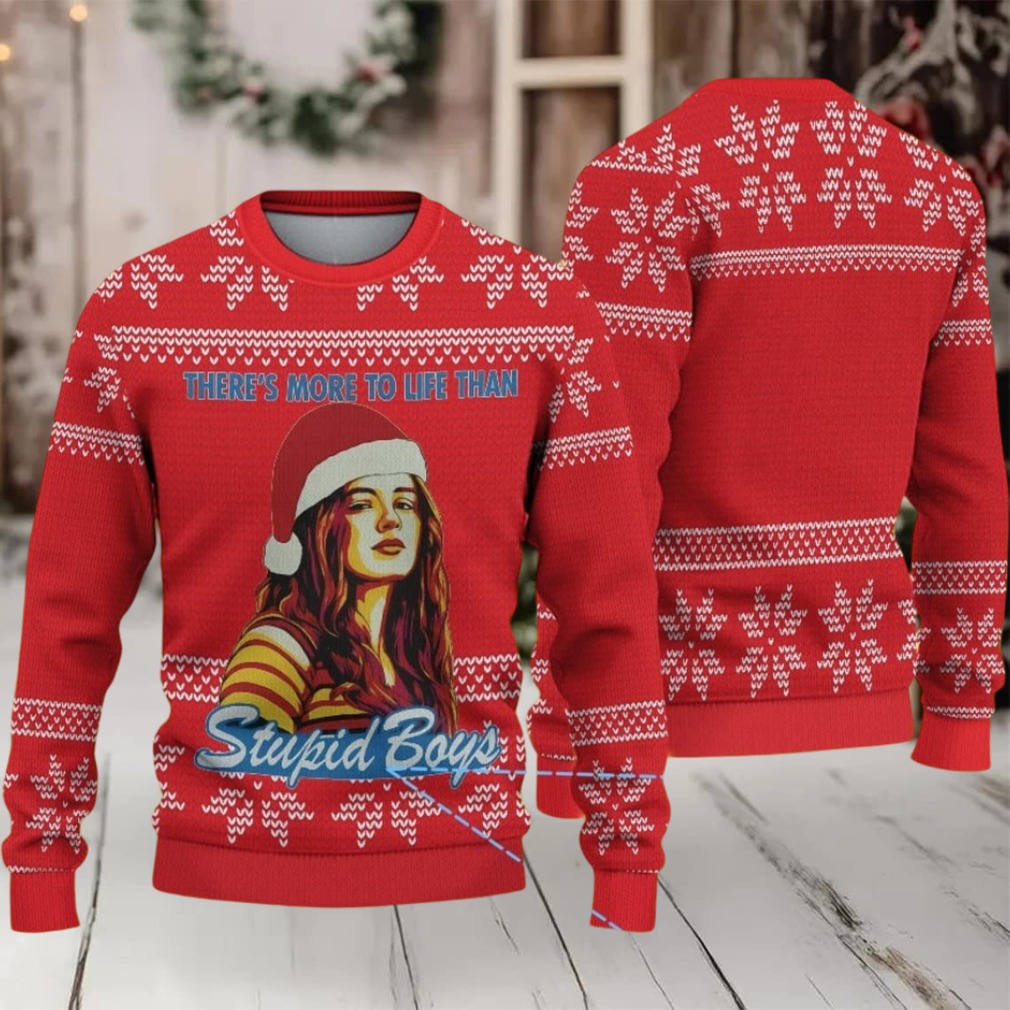 Red Snowflake Fair Isle Ugly Christmas Sweater Stranger Things Max Mayfield in Santa Hat Red Snowflake Fair Isle Ugly Christmas Sweater Stranger Things Max Mayfield in Santa Hat