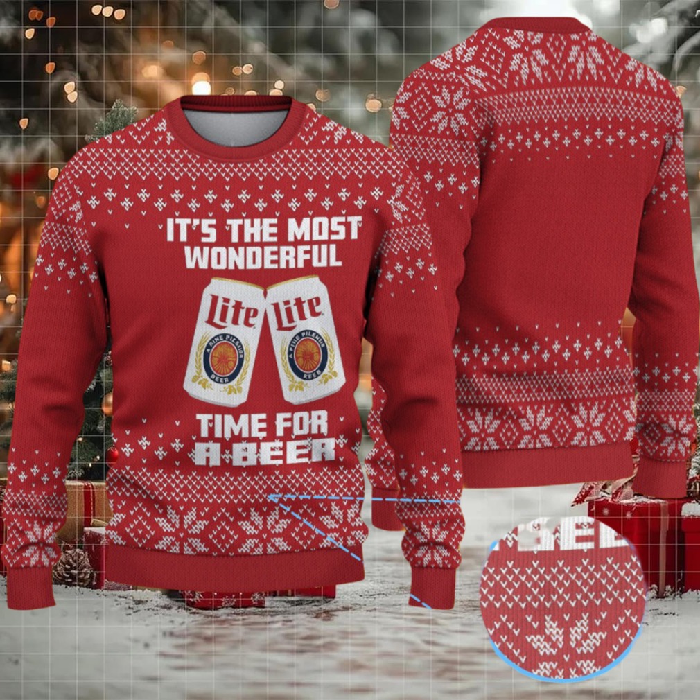 Red Snowflake Pattern Miller Lite Ugly Christmas Sweater