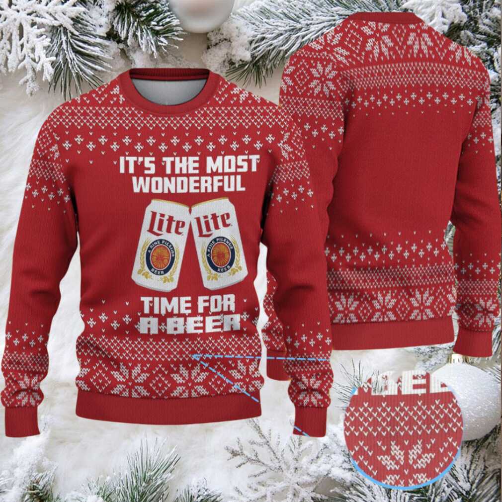 Red Snowflake Pattern Miller Lite Ugly Christmas Sweater