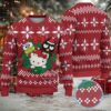 Red Nordic Snowflake Ugly Christmas Sweater Snoopy and Charlie Brown with Championship Trophy and Gold Bow Pattern
