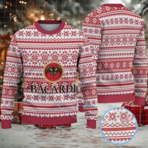 Red & White Fair Isle Snowflake Bacardi Ugly Christmas Sweater