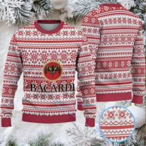 Red & White Fair Isle Snowflake Bacardi Ugly Christmas Sweater