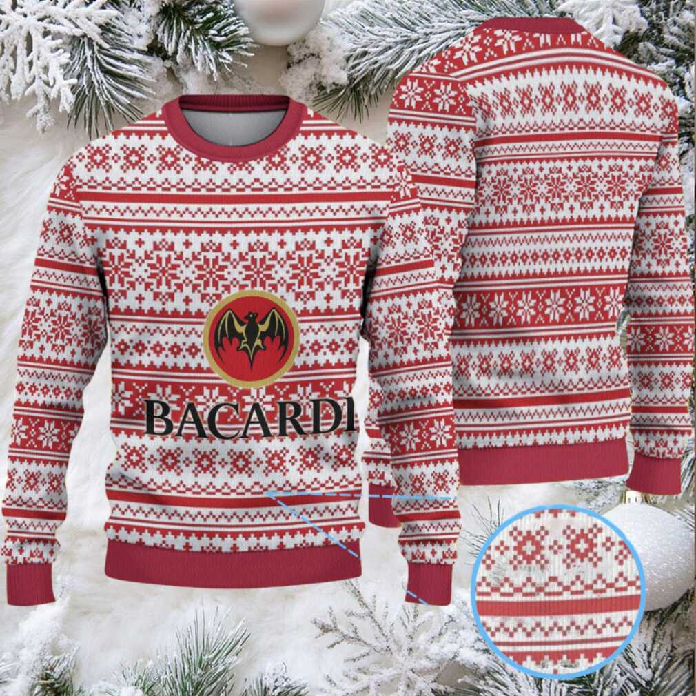 Red & White Fair Isle Snowflake Bacardi Ugly Christmas Sweater Red & White Fair Isle Snowflake Bacardi Ugly Christmas Sweater